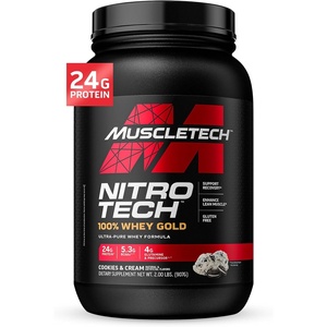 image:imageMuscletech Whey Protein Powder Cookies amp Cream 5LB  NitroTech Whey Protein Isolate Smoothie Mix for Lean Muscle amp Recovery  24g of Whey Gold Protein for Women amp Men  Packaging May VaryCookies  Cream