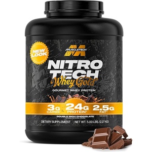 image:imageMuscletech Whey Protein Powder Double Rich Chocolate 5LB  NitroTech Whey Protein Isolate Smoothie Mix for Lean Muscle amp Recovery  24g of Whey Gold Protein for Women amp Men  Packaging May Vary